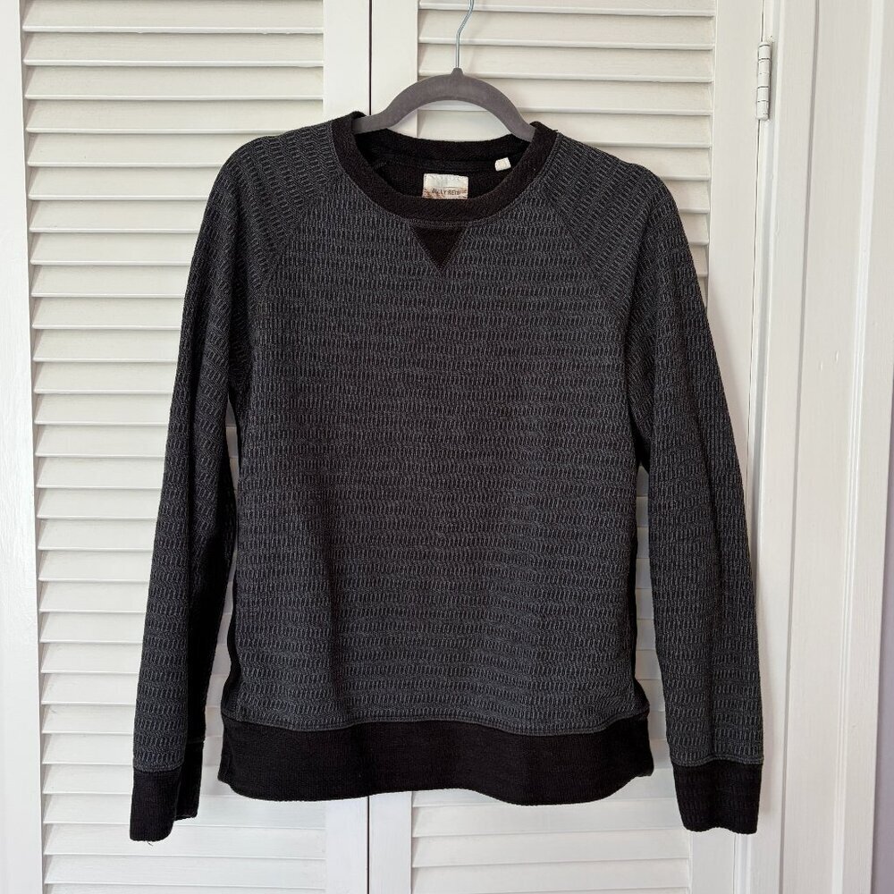 Billy Reid men's t-shirt small grey marled cotton crewneck black long sleeves